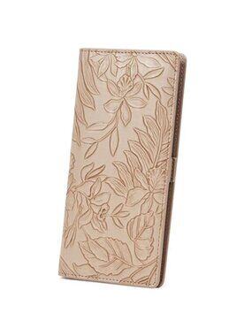 Embossed Floral RFID Wallet Slim Faux Leather Bifold Card Holder Coin Purse